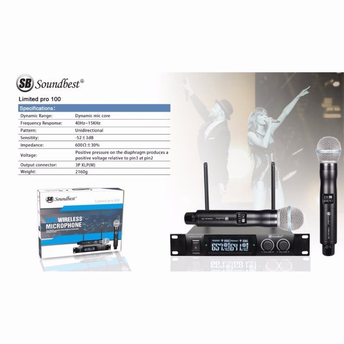 Mic Wireless Soundbest Limited Pro 100 Vokal Artis