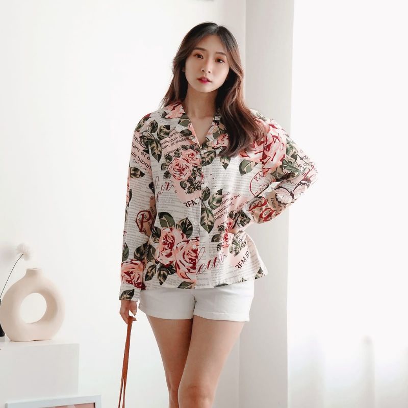 MDLV ~ C200 SAILOR DETACHABLE COLLAR SHIRT KEMEJA FLOWER KEMEJA KOREA BLOUSE PREMIUM FASHION IMPORT