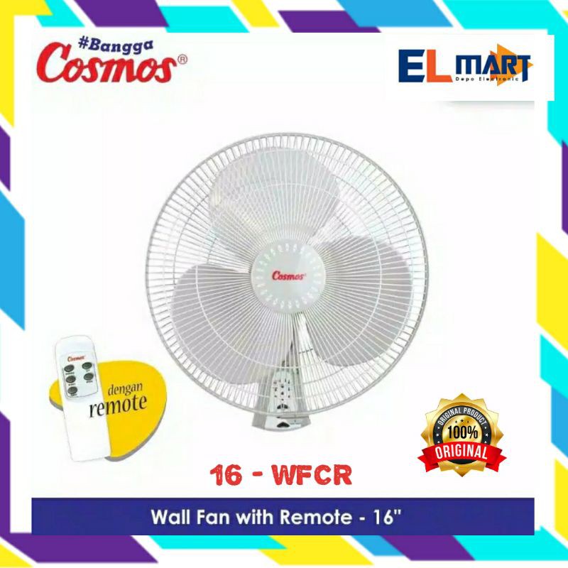 Kipas angin dinding  tembok remote COSMOS 16WFCR - wall fan 16inch 16 WFCR  16&quot; 16 inch SNI 45 watt