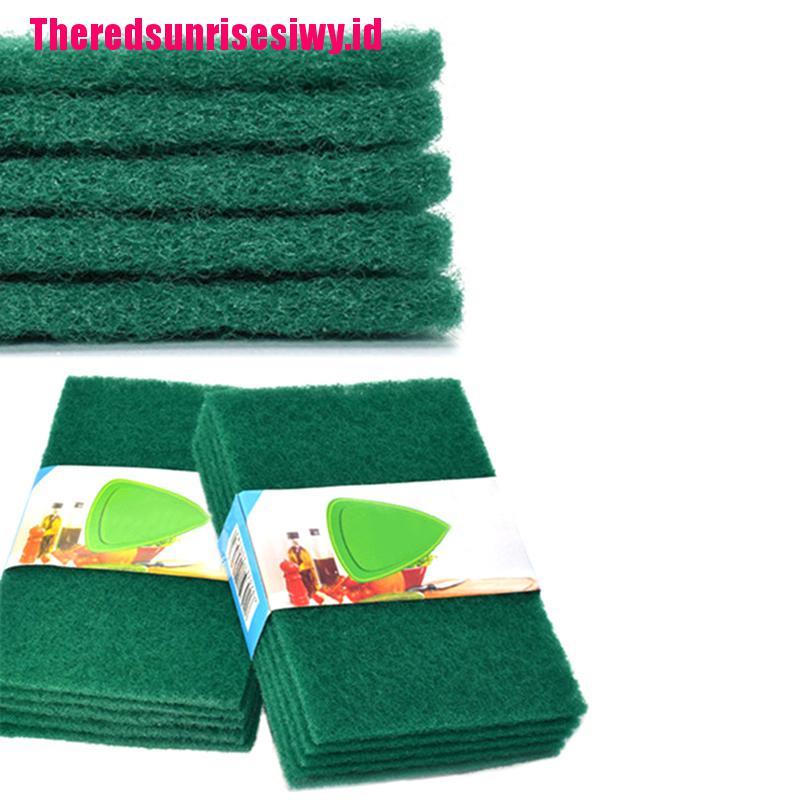 5 Pcs / set Handuk Gosok Pembersih Piring Warna Hijau Untuk Dapur