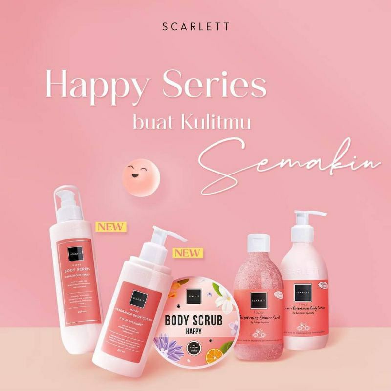 SCARLETT WHITENING HAPPY SERIES ORIGINAL BY FELICYA ANGELISTA - PAKET PEMUTIH BADAN BPOM