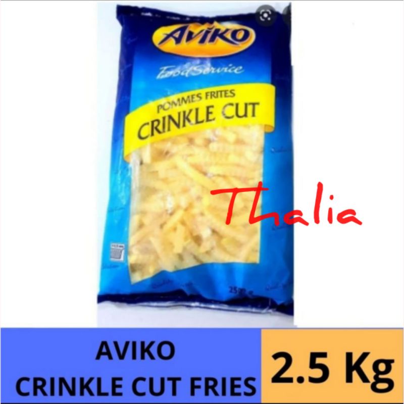 

AVIKO PREMIUM CRINCKLE CUT 2.5KG, KENTANG BEKU BENTUK GERIGI PER PACK.