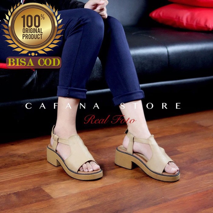 Sandal Sendal Wedges Weges Hak Tinggi Kondangan Ibu Ibu Wanita De IK645 Sandal Wedges  Spon Premium