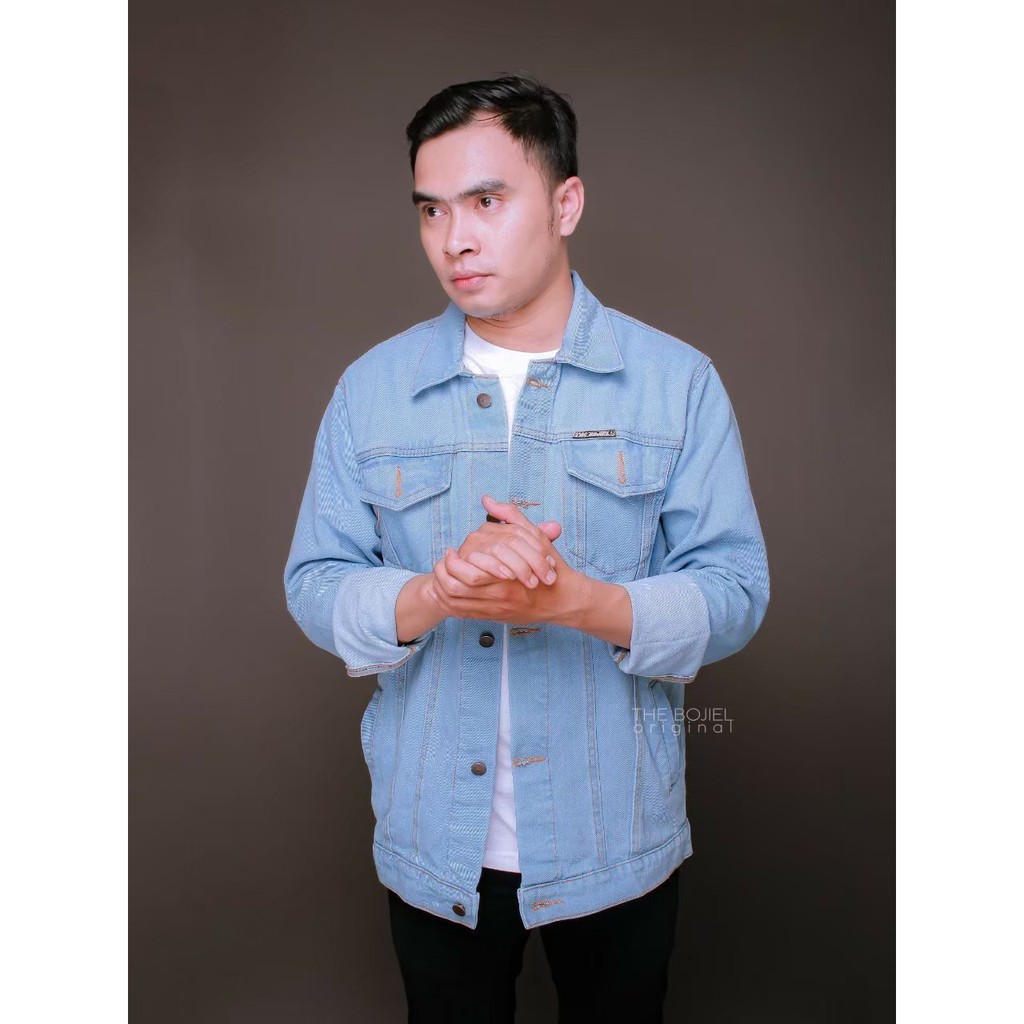 JAKET JEANS PRIA KOMBINASI RESLETING (READY SIZE M,L,XL,DAN XXL)