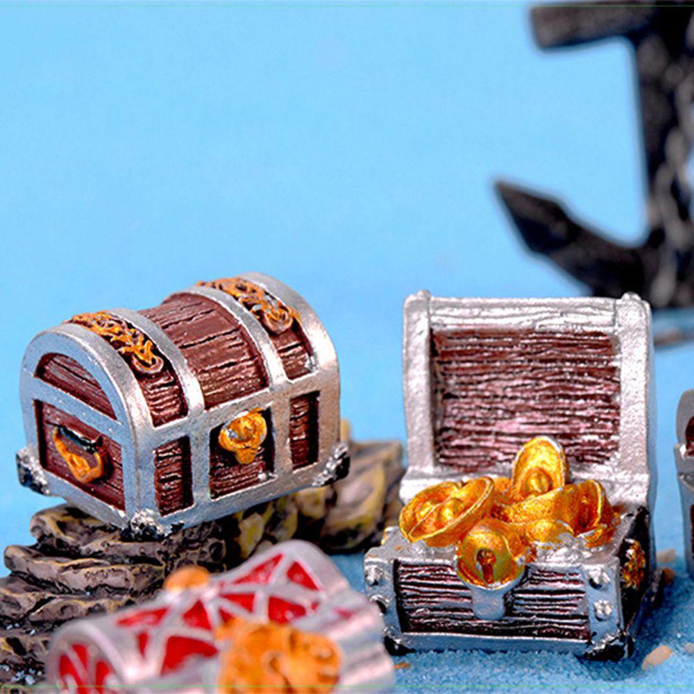 [Elegan] Treasure Chest Box Antik Kreatif Buatan Resin Bajak Laut Dekorasi Rumah Aquarium