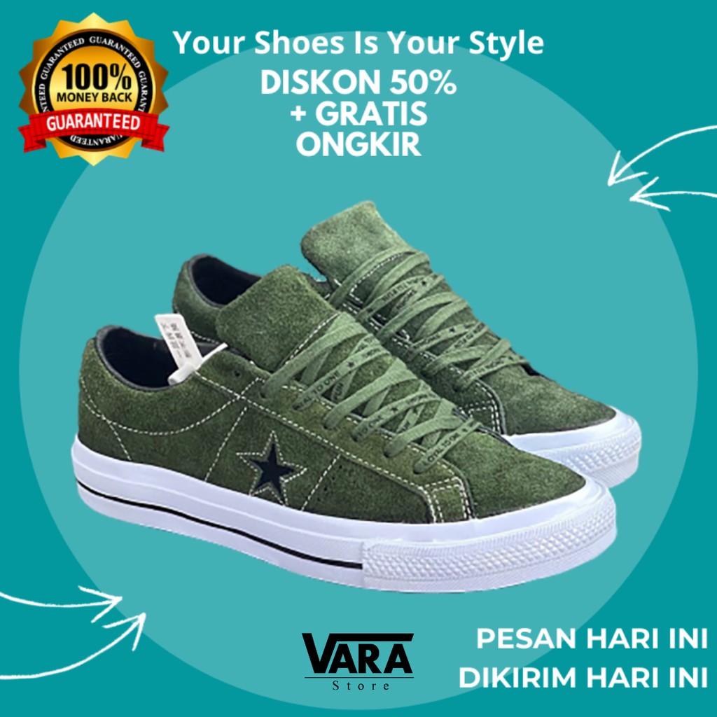 (BISA GRAB) CONVERSE ONE STAR FIELD SURPLUS BLACK WHITE / SEPATU CONVERSE ONE STAR PREMIUM