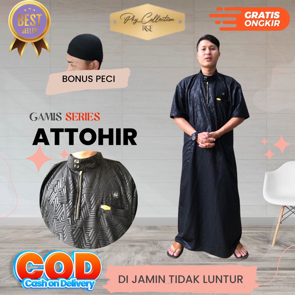 Gamis Jubah pria Laki Laki Dewasa Kancing Snap Model Haromain Harmain Ukuran S M L XL XXL XXXL [ATTOHIR]