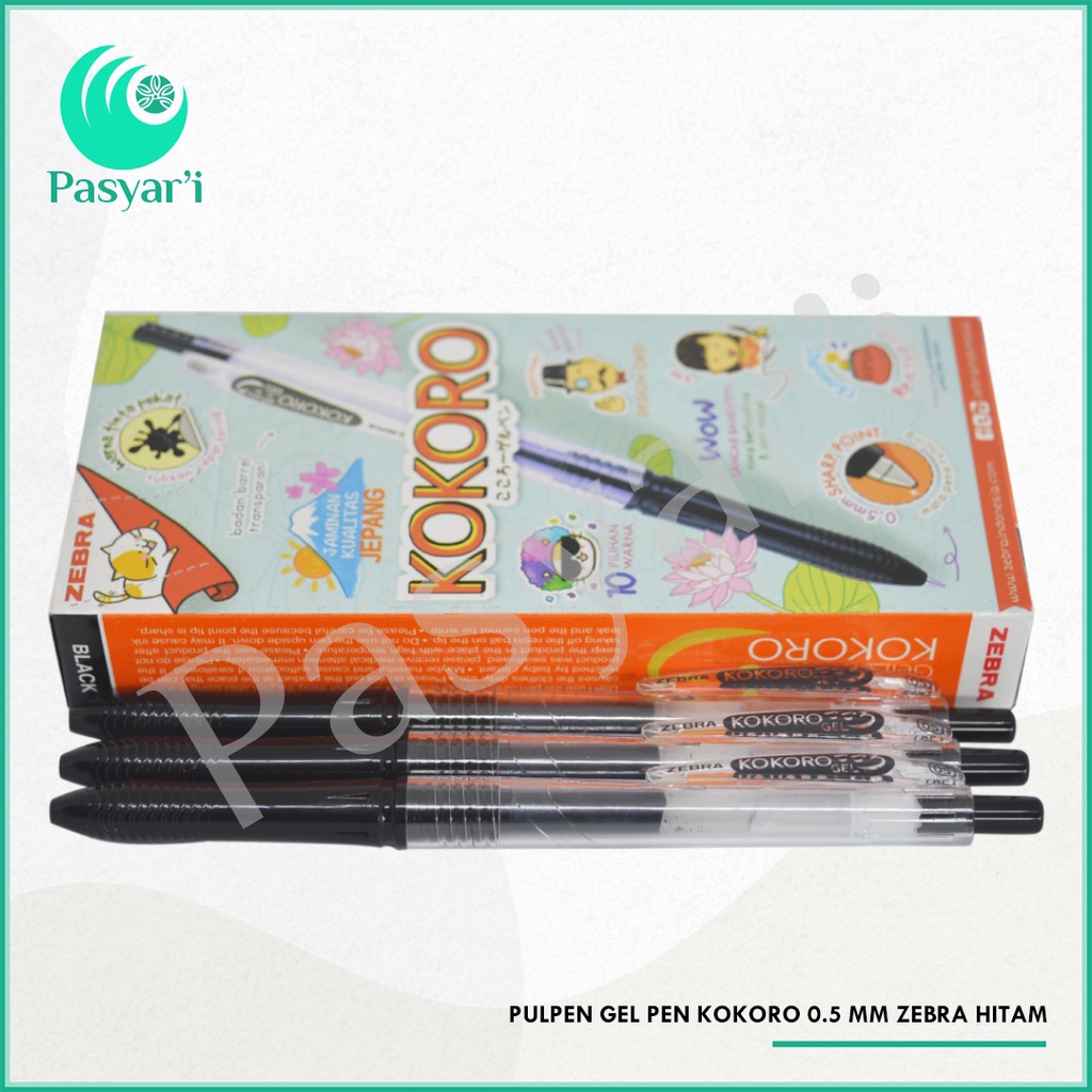 

Pulpen Gel pen Kokoro 0.5 mm Zebra Hitam