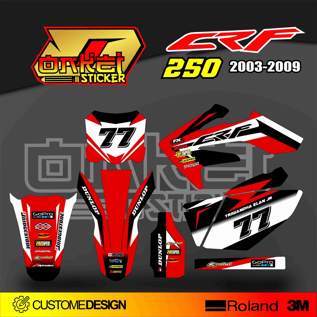 DECAL STICKER CRF 250 R 2003-2009 RED