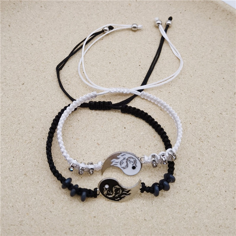 2pcs Gelang Couple Dikepang Gosip Tai Chi Adjustable Fashion Accessories Hadiah Aksesoris Bracelet - PD