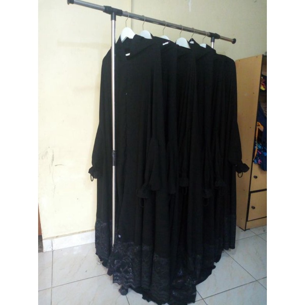 Floor Khimar Overhead Combi Brokat Smoke Cincin Jetblack MTA Edisi HITAM