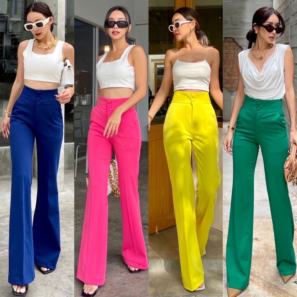 Celana Panjang Highwaist Wanita Cutbray Hw Pants Promthong Import Premium Bangkok 2 Kancing Button