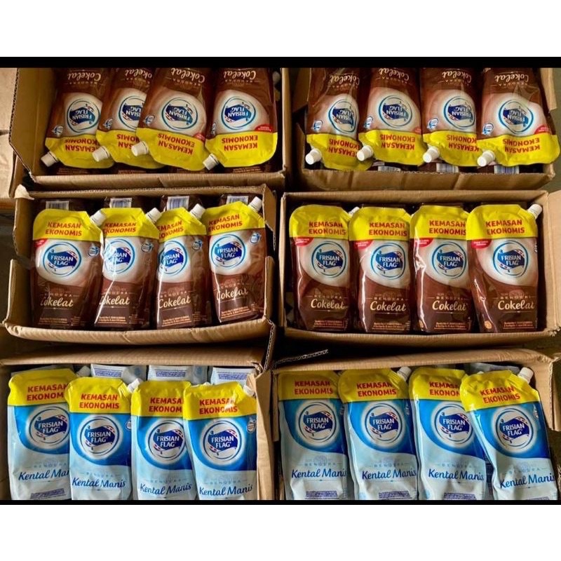 

Frisian flag SKM susu kental manis 545ml - Susu Bendera coklat vanila - Frisian flag kental manis pouch