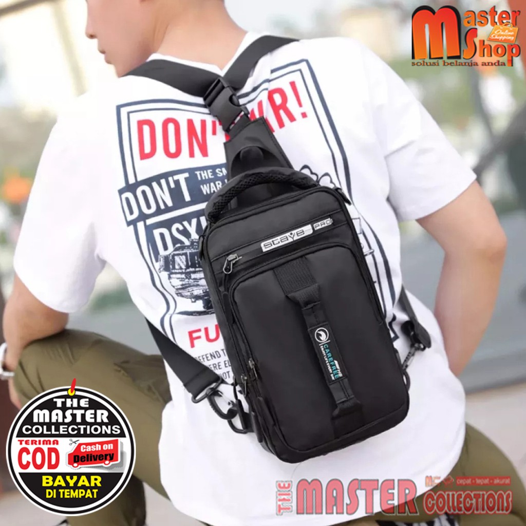 Tas Waistbag Pria Import  / Tas Selempang / Sling Bag / Tas Multifungsi Ransel dan Selempang