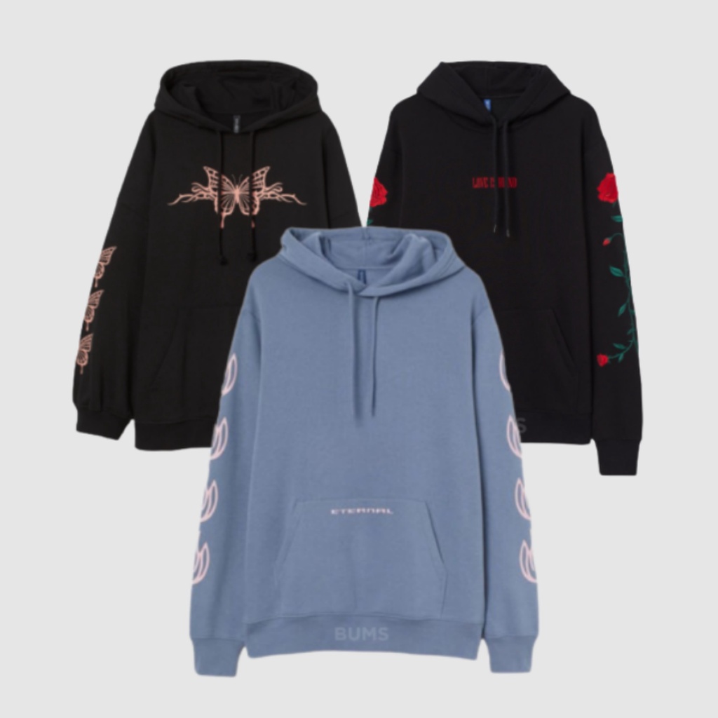 H&M Butterfly Love is Blind Eternal Printed and Patterned Hooded Top Original - Sweater / Pullover /