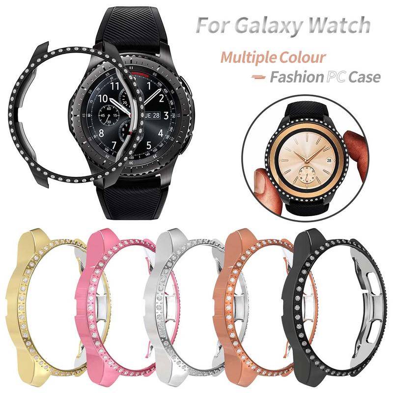 Case Bumper Pelindung Bahan PC Aksen Berlian Ukuran 40mm 44mm Untuk Samsung Watch 4 Classic 42Mm 46Mm