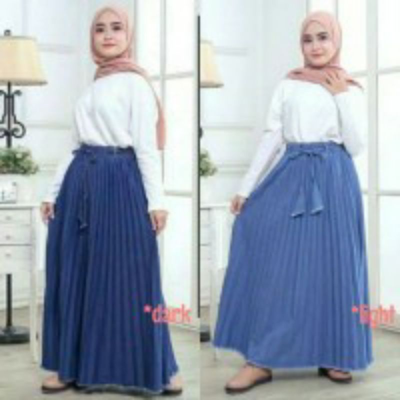 rok jeans wanita//rok pliskeet premium.