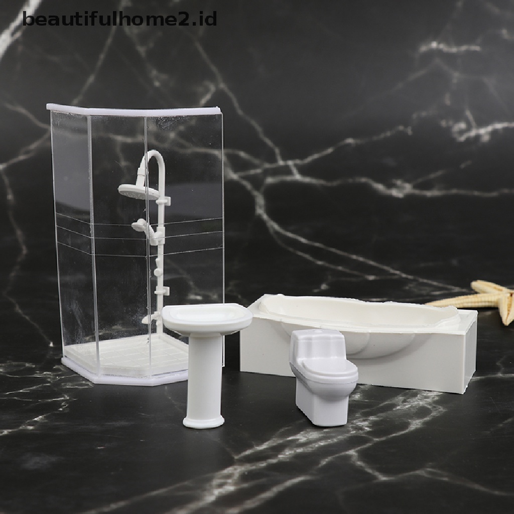 (Beautifulhome2.Id) Mainan Miniatur Kamar Mandi / Toilet / Wastafel / Bathtub Skala 1: 25 Untuk Dekorasi Rumah Boneka