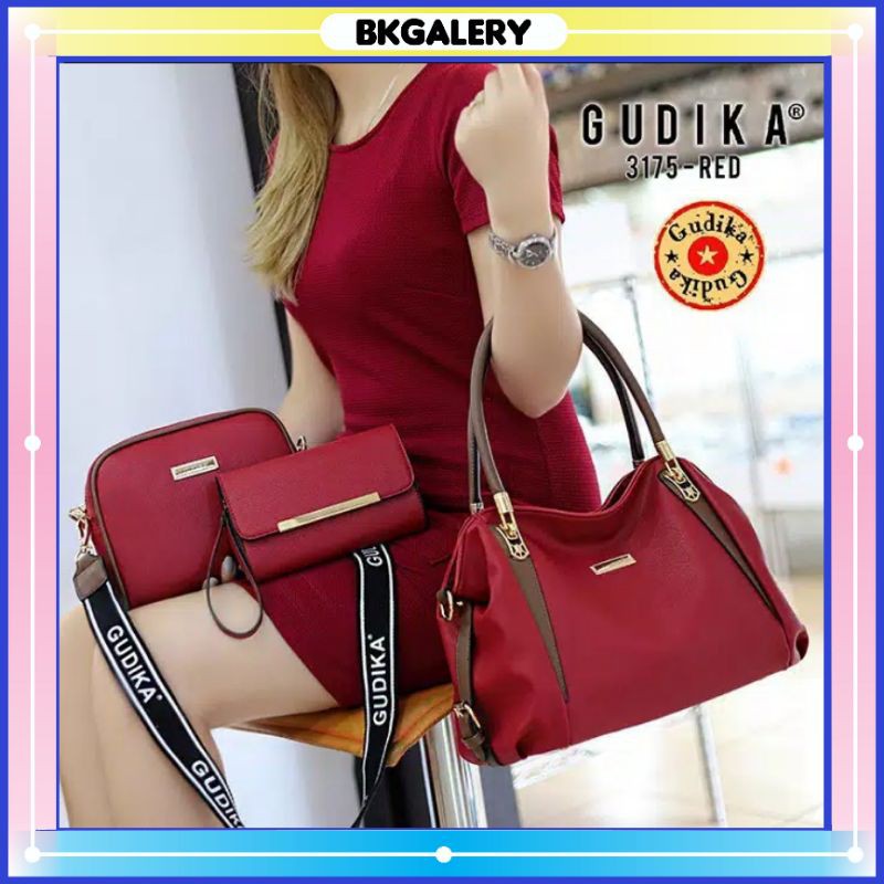 TERMURAH GROSIR COD GUDIKA bag 3175 set 3 in 1, tas gudika selempang wanita original import  ,,