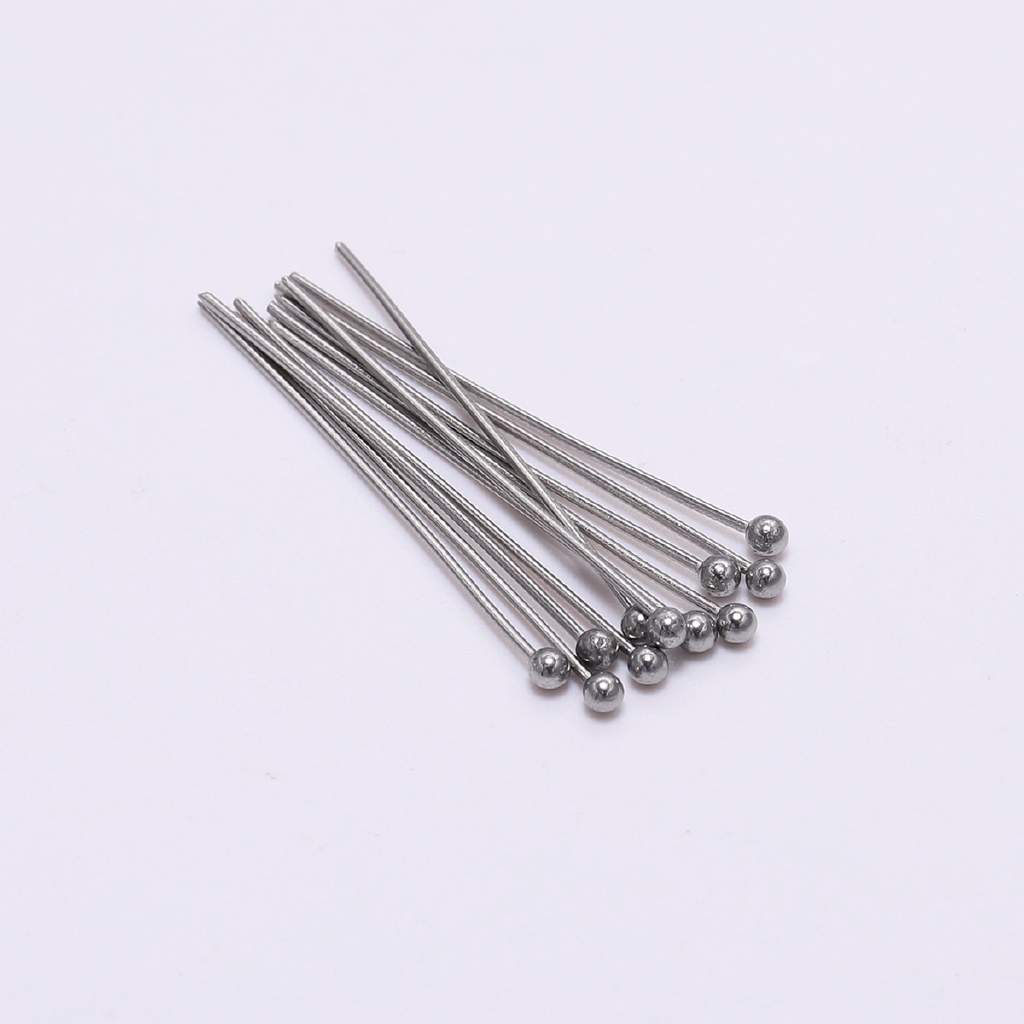 100pcs / Lot 15 20 30 40 50mm Kepala Bola Bahan Stainless Steel Warna Silver Untuk Membuat Perhiasan