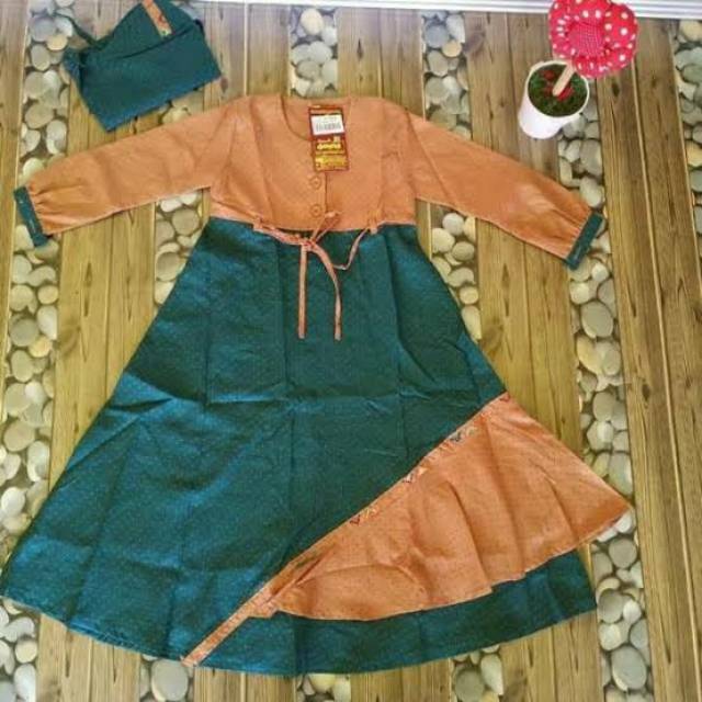 Promo.. Gamis dannis anak set hijab d'two tone