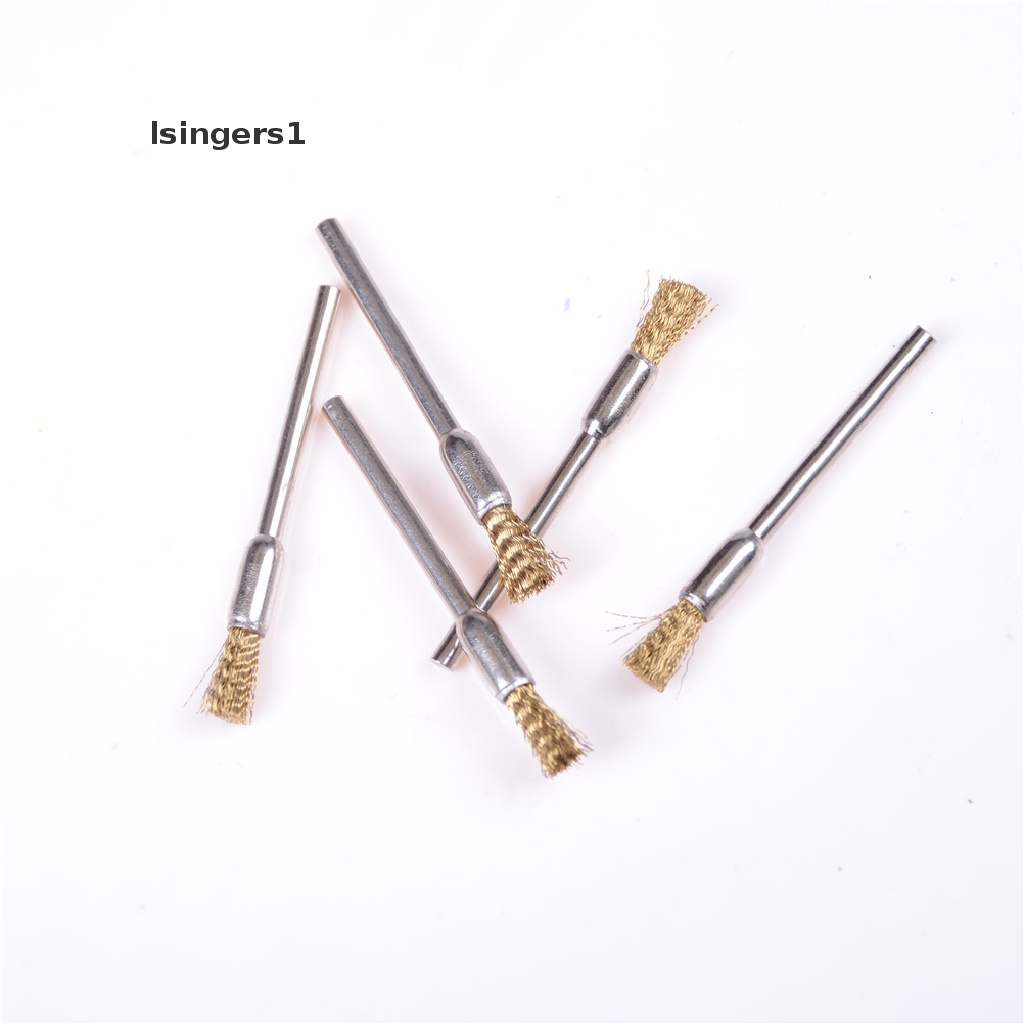 (lsingers1) 5pcs / Set Mata Bor Brush Kawat Kuningan Shank 3mm X 5mm Untuk Poles / Pembersih