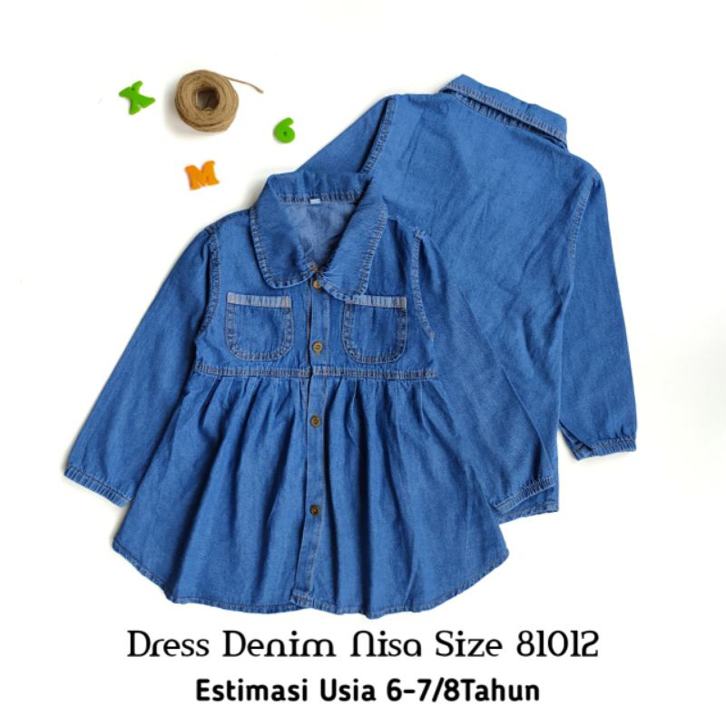 Dress Kemeja Jeans Anak Lengan Panjang 6 7 8 Tahun NISA