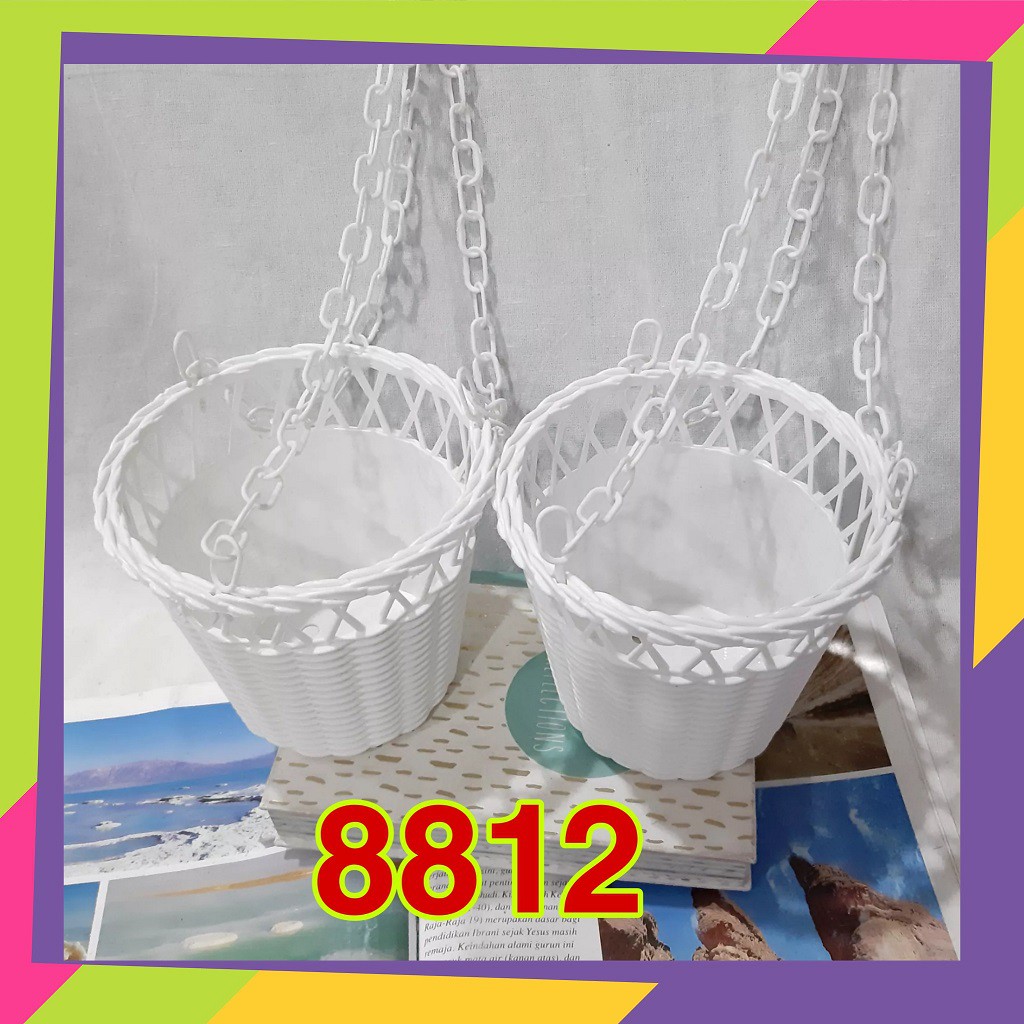 206 / Pot bunga plastik rotan gantungan rantai / Pot bunga plastik  tanaman Artificial / 206