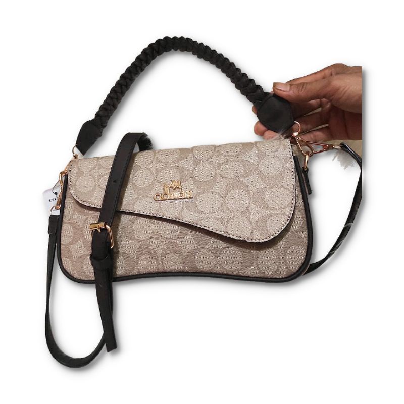 Coach Shoulder Bag tali kepang + Serti tas wanita kekinian