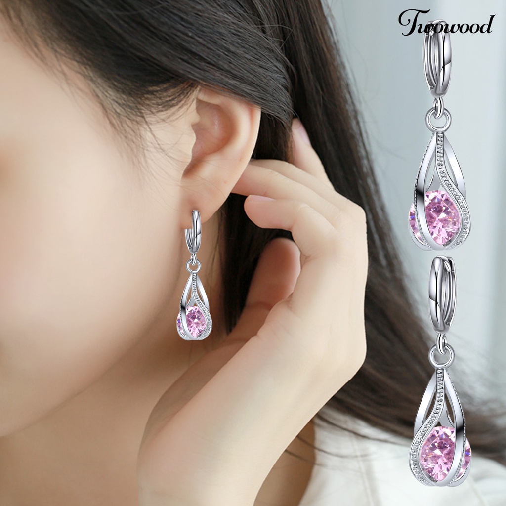 3pcs / Set Anting Dan Kalung Kristal Imitasi Untuk Wanita