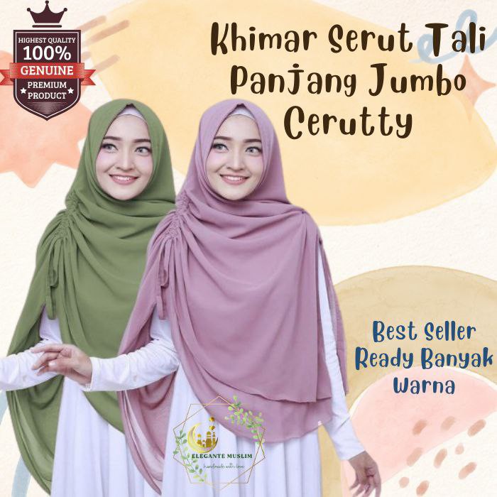 Khimar Serut 2 Layer Jumbo Ceruty Jilbab Syari Jumbo Hijab Khimar Ceruty Kerudung Syari Umma U2