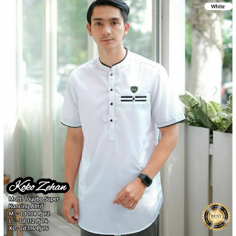 BAJU KOKO PENDEK // KOKO BAHAN TOYOBO ADEM // BAJU MUSLIM PRIA