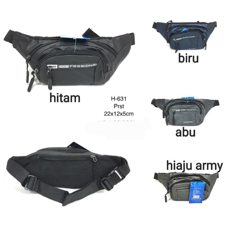 Tas pinggang Pria bahan Parasut Waterproof tas pinggang Impor H-631