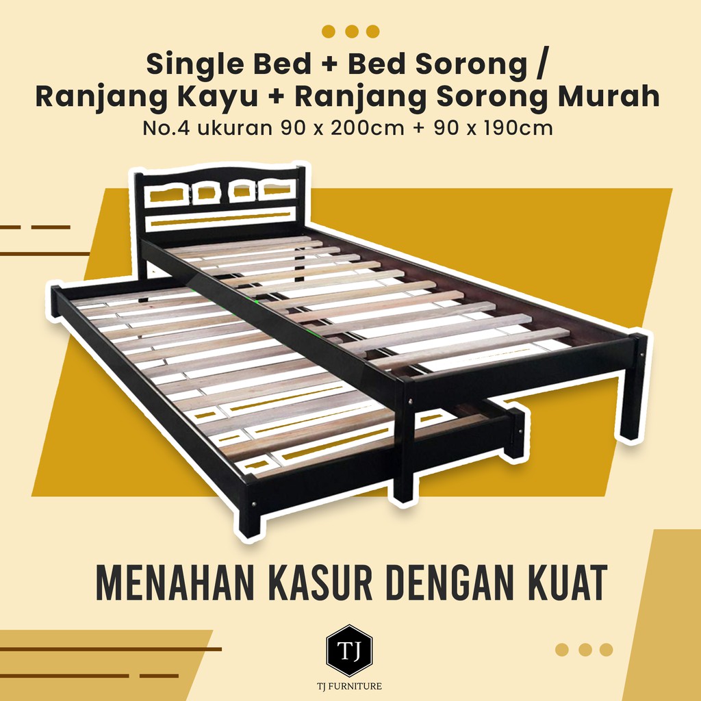 Ranjang Tidur / Susun / Kayu No 4 Uk 90x200 + Ranjang Sorong Uk 90x190cm Termurah - By Tj.furniture