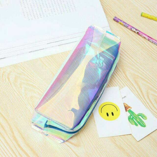 

[TERMURAH DARI INDONESIA] Iridescent Case | Tempat Pensil Hologram | Pensil Case Transparant Bening