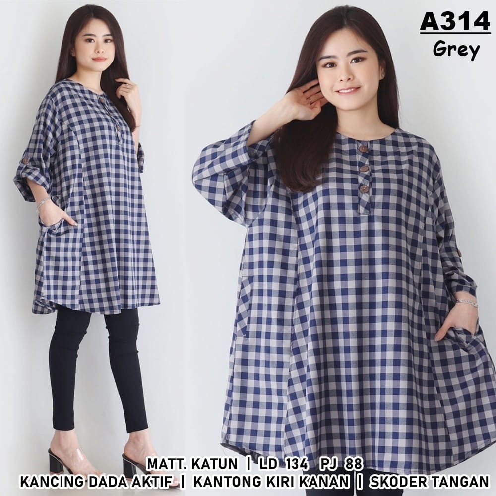 tunik big size fahira / tunik jumbo wanita XXXL katun kotak preimum