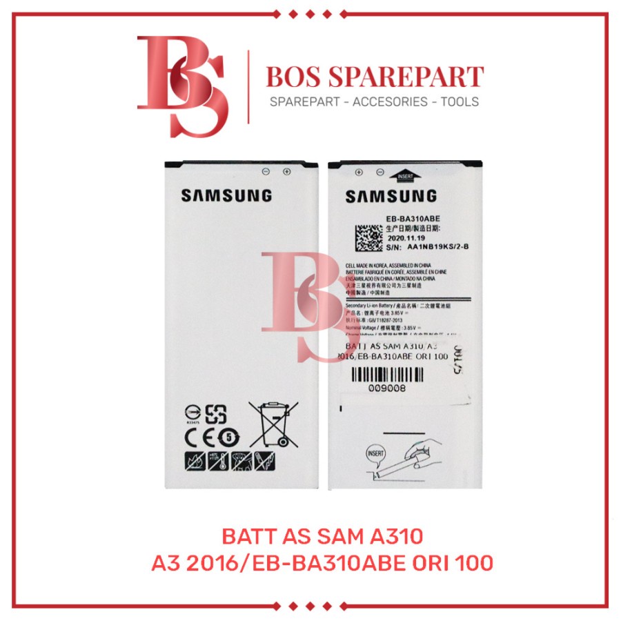 BATTERY AS SAMSUNG A310/A3 2016 / EB-BA310ABE ORI 100 / BATERAI / BATRE