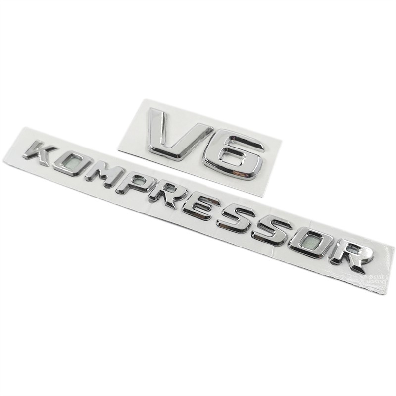 1 x ABS V6 KOMPRESSOR Letter Car Auto Decorative Emblem Badge Sticker Decal Replacement For Mercedes Benz V6