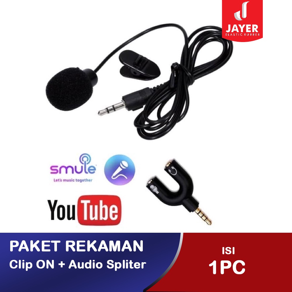 1 Paket Clip ON + Spliter Audio U / Paket Recoding karaoke / Mic karaoke