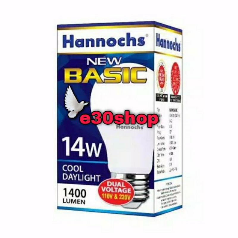 Bohlam Lampu Led Hannochs Basic 14 Watt cahaya putih