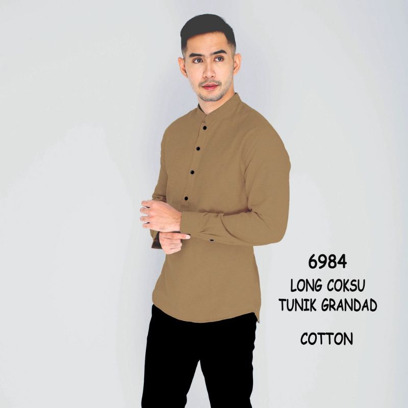 Baju Hem Kemeja Koko Kemko Cowok Pria Lengan Panjang Slimfit Polos