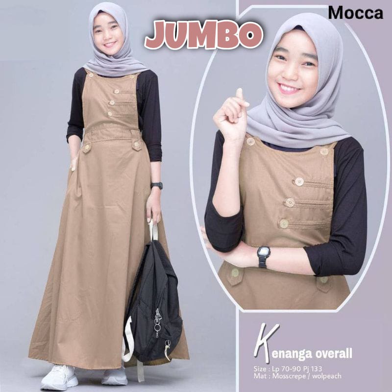 overall jumbo overall kirana jumbo overall kancing jumbo paysuit jumpsuit overall terbaru luaran muslim BISA COD