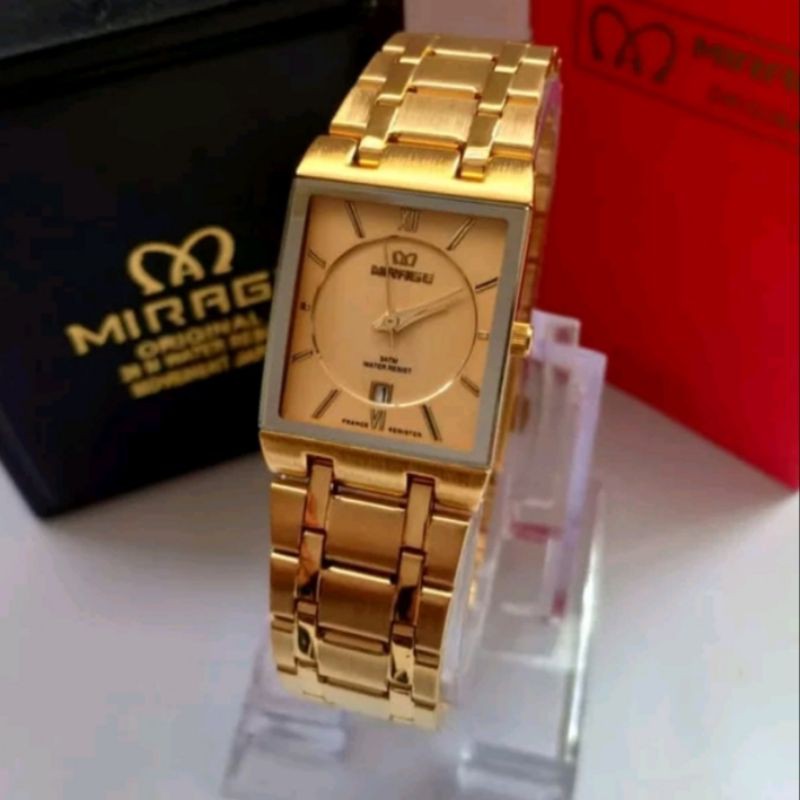 jam tangan wanita;MIRAGE M7908BRP-Lsegi gold~ORIGINAL WATER RESISTANT~TGL~STAINLEES