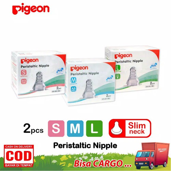 PIGEON - SILICON PERISTALTIC NIPPLE SLIM NECK / DOT BAYI