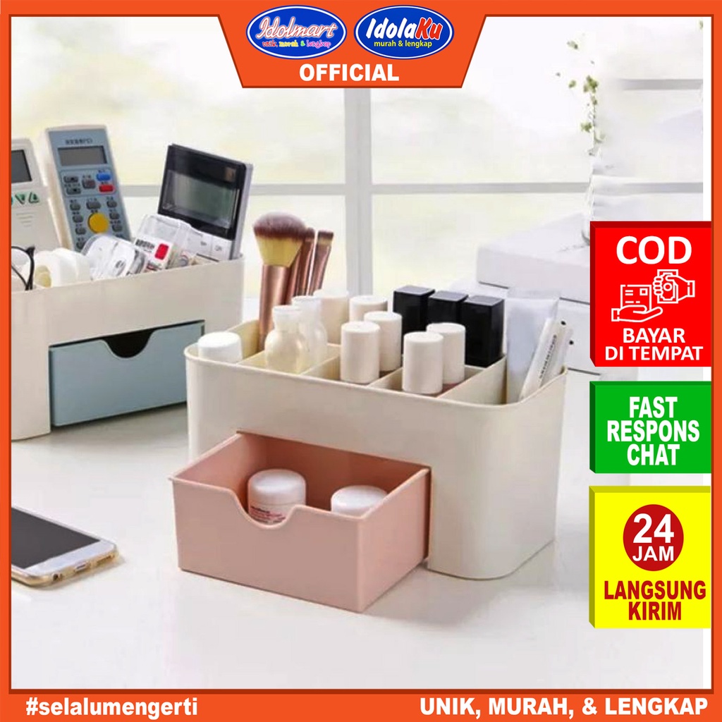 IDOLAKU Rak Kosmetik Mini / Laci Kosmetik Plastik Multifungsi / Organizer Kosmetik