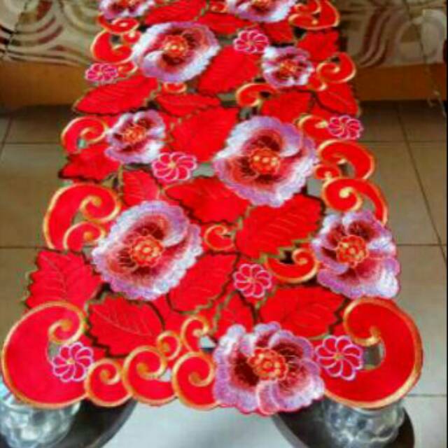 Taplak Meja Tamu Kerancang/Taplak Meja Tamu Bordir Minimalis