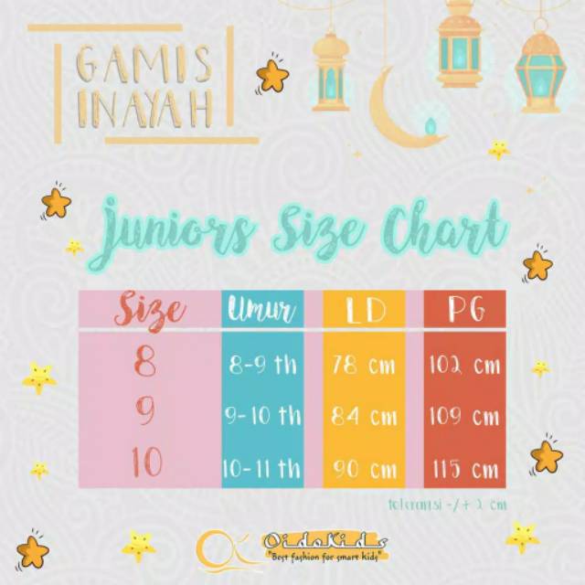 AHZA GAMIS INAYAH OIDOKIDS SIZE KIDS &amp; JUNIOR