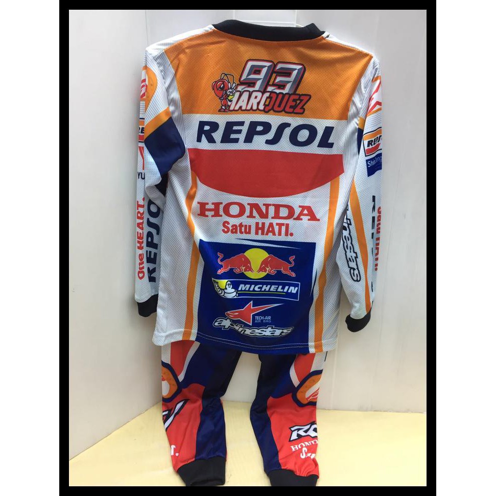 baju Jersey stelan balap motor honda trail anak