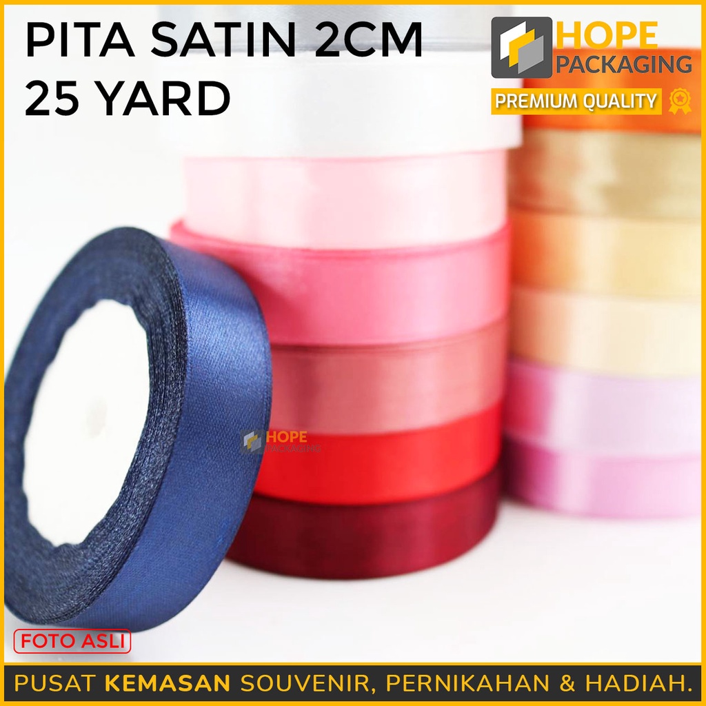 Termurah Pita Satin 2 CM  25 YARD 1Roll Warna Pastel Pita Bucket Bunga Untuk Kotak Kado , Craft , Souvenir