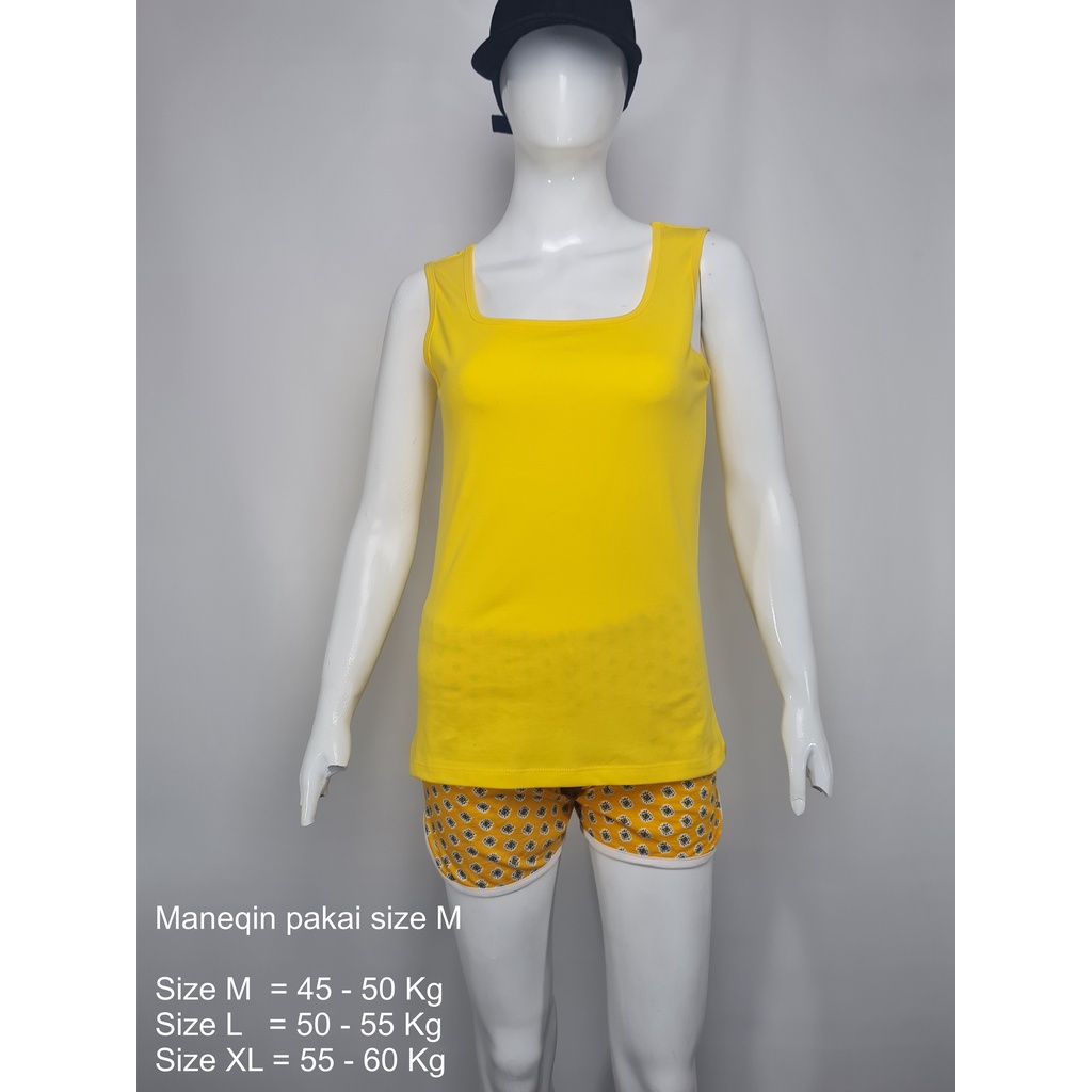 Singlet - Tank Top Wanita Katun Casual Kuning Muda